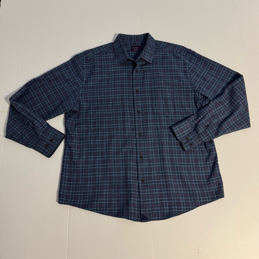 UNTUCKit Men's XL Blue Plaid Flannel Shirt Long Sleeve Cotton Casual Classic Fit